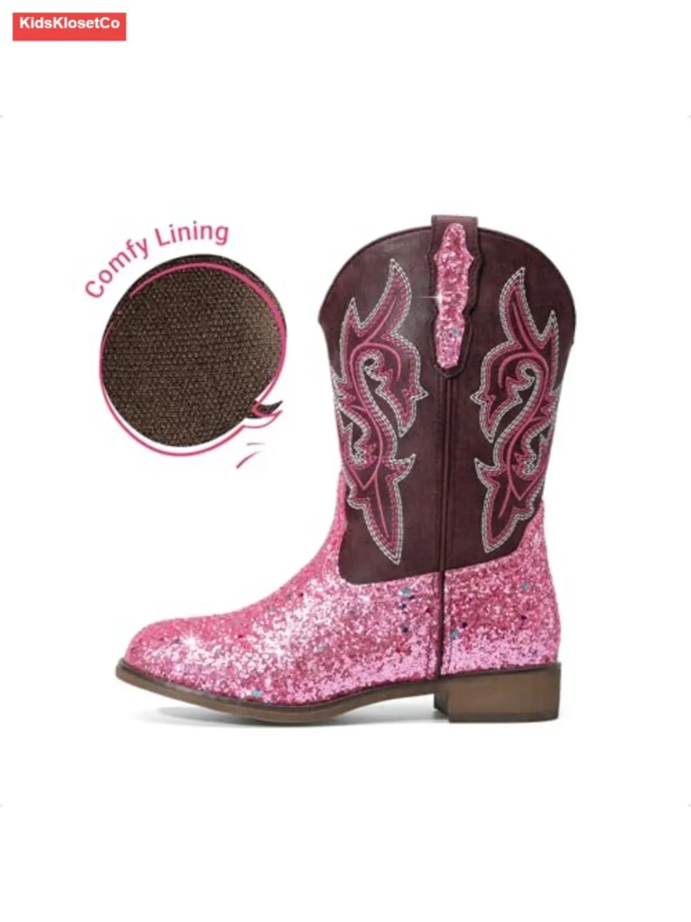Girls Glitter Cowboy Boots Mid Calf Western Riding Shoes Sparkly Party